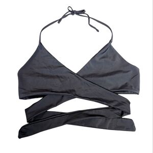 Cupshe Fashion Women's Sexy Black Wrap Tie Bikini Swimsuit Top Size Large